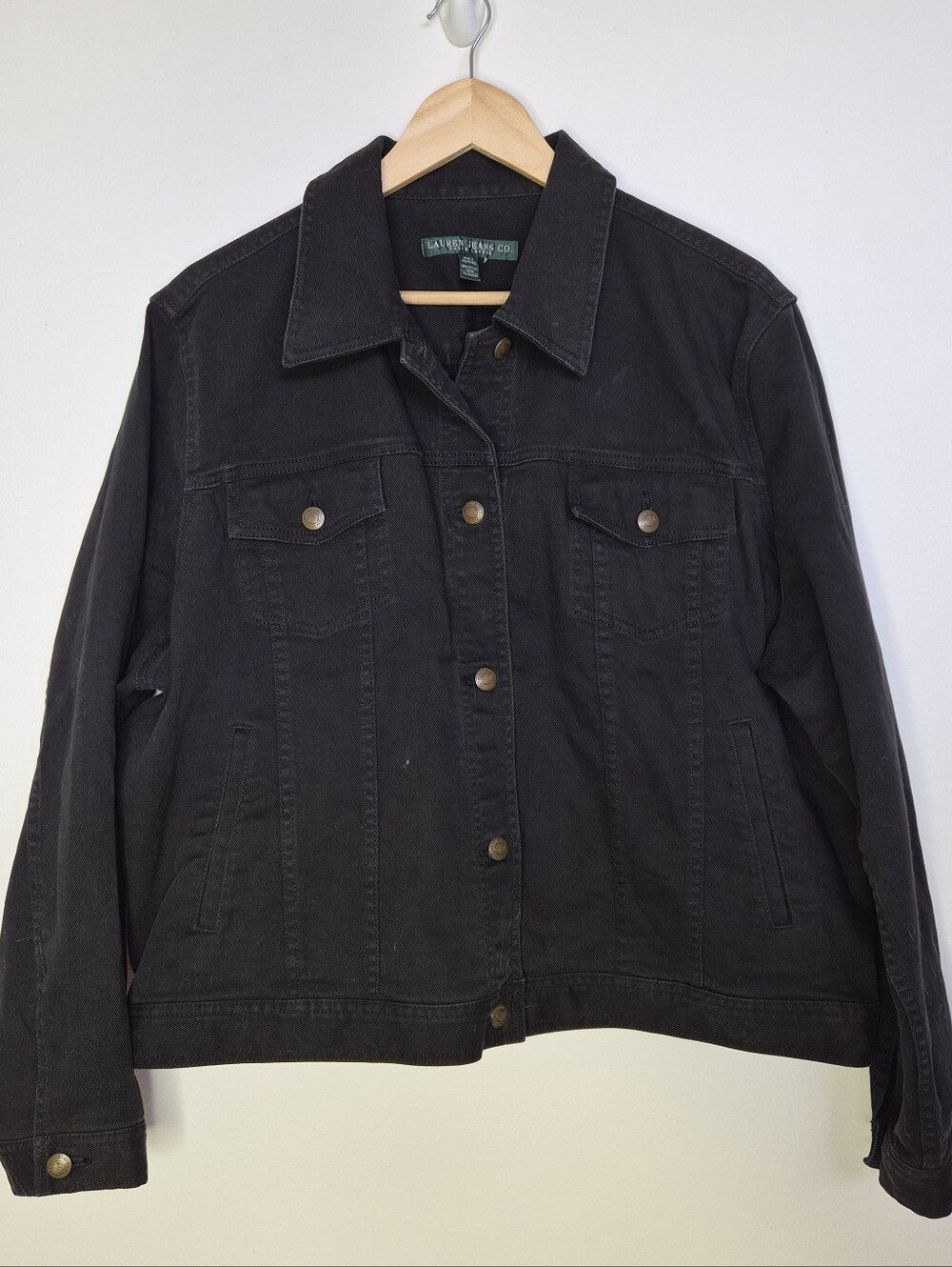 Lauren Jeans Co. Vintage Ralph Lauren Black Denim Trucker Jacket Size L